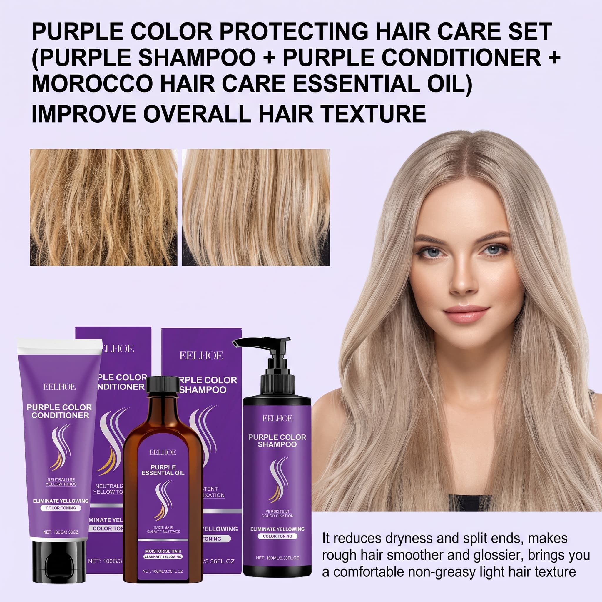 Purple Shampoo Set With Condit - Hair Care Products review and price