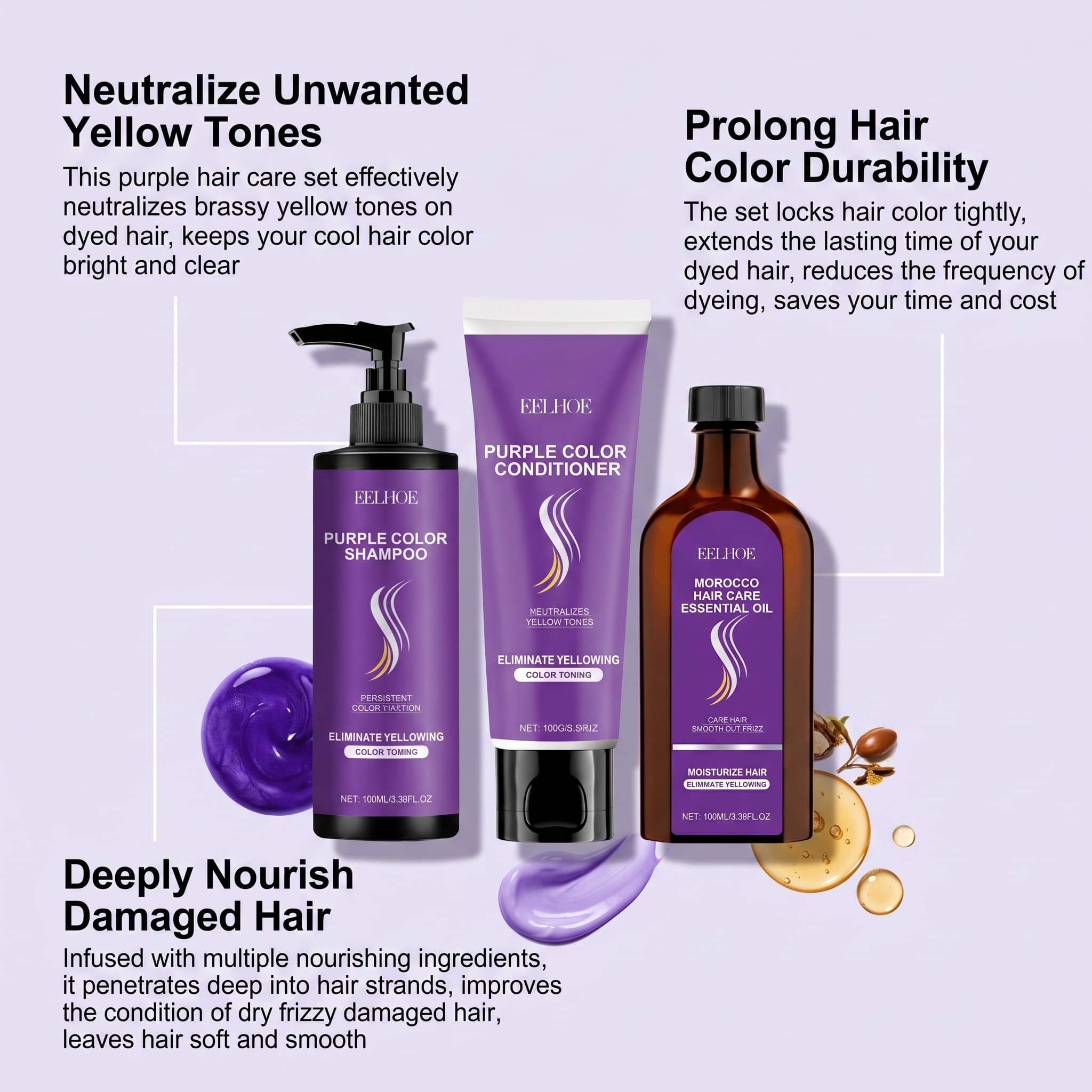 Purple Shampoo Set With Condit - Hair Care Products review and price