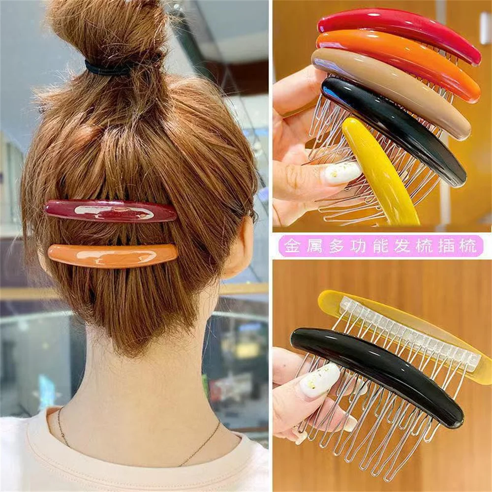 Solid Color Women Banana Comb  - Hair Care Korean Products review and price